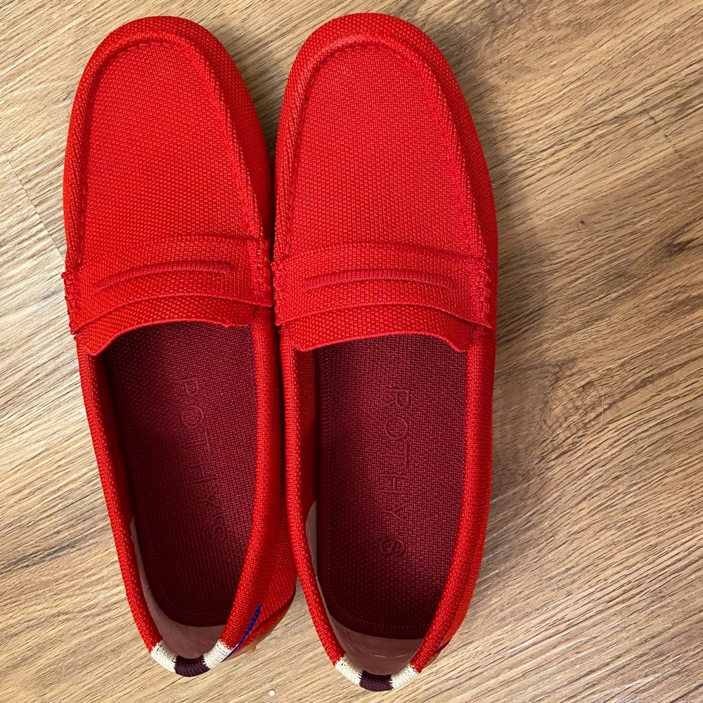 Bright red Rothy's loafers, women's size EUR 39, like new